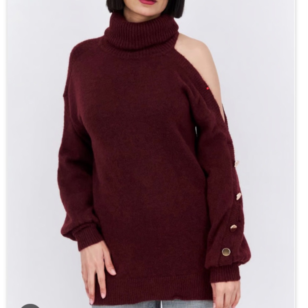 INC INTERNATIONAL CONCEPTS | Burgundy Cold Shoulder Sweater Sz M